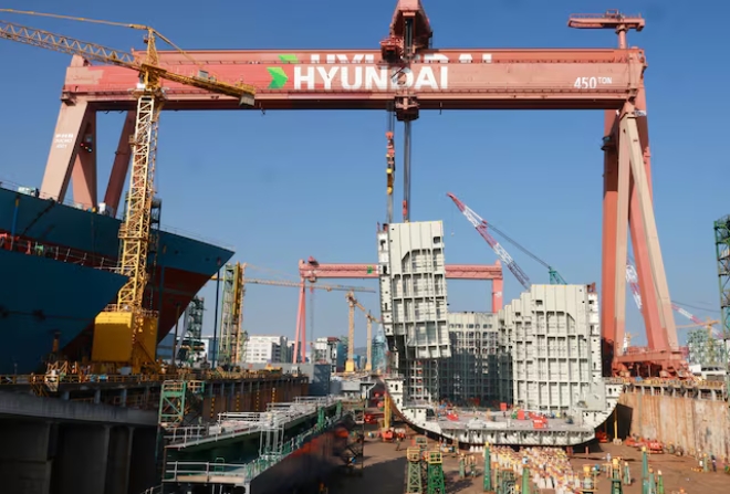 경상북도 울산에 소재한 HD현대중공업 조선소의 전경. 사진=로이터