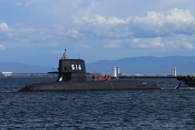 일본 해상자위대 타이게이급 잠수함  4번함 라이게이함(함번 516). 라이게이함은 지난 3월6일 취역했다. 사진=해상자위대 엑스