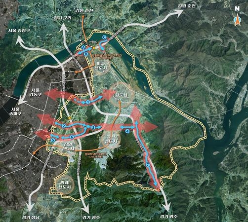 하남시 7개 광역도로망 확충 사업 계획도. 사진=하남시