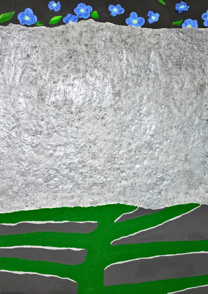 피리 부는 사과, 116.8 x 91.0cm, mixed media on canvas, 2025