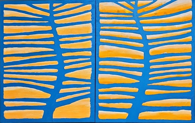 피리 부는 사과, 116.8 x 182.0cm, mixed media on canvas, 2025