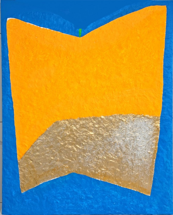 피리 부는 사과, 90.9 x 72.7cm, mixed media on canvas, 2025