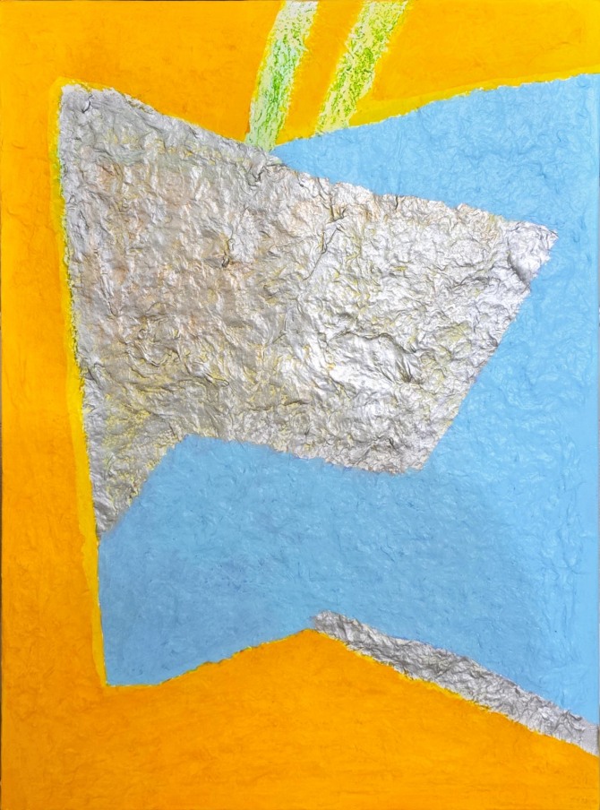 피리 부는 사과, 38 x 38cm, mixed media on canvas, 2025