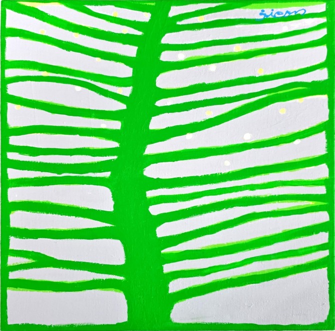 피리 부는 사과, 38 x 38cm, mixed media on canvas, 2025