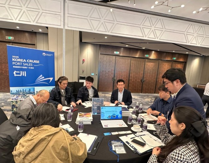 중국 관광객 유치단 상하이에서 논의 모습.  사진=인천시