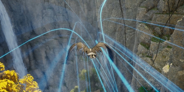 우루구구 협곡에서 '바람길'을 타고 활강하는 모습. 사진=엔씨소프트