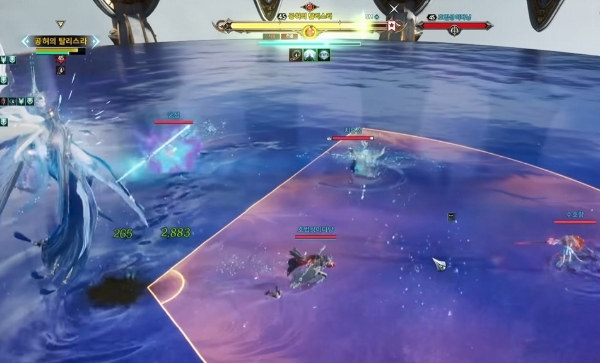 아이온2 라이브 방송 중 보스 몬스터의 광역 공격 '장판'이 나타난 모습. 사진=엔씨소프트