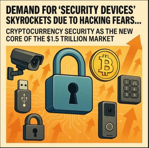 암호화폐 시장의 사상 최고가 행진과 더불어 해킹 공격도 급증하며 투자자들의 디지털 자산 보안 불안이 커지자 보안 장치 수요가 전례 없는 수준으로 치솟고 있다. 이미지=GPT4o