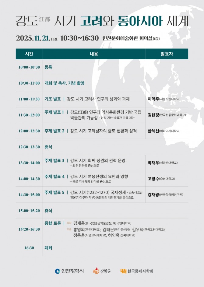 ‘고려와 동아시아 세계’ 주제 강도(江都) 시기 39년 조명.  자료=강화군
