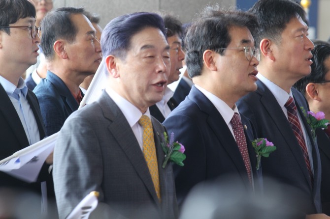 지난 8월 15일 충남 천안시 목천읍, 독립기념관에서 열린 '제80주년 광복절 경축 문화행사 겨레의 빛' 행사에 첨석한 김형석 독립기념관장. 사진=뉴시스