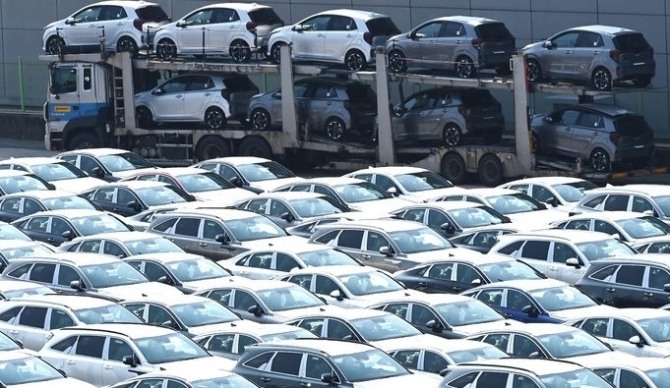 경기 평택항 자동차 전용부두에 수출용 차량이 세워져 있다. 사진=뉴시스