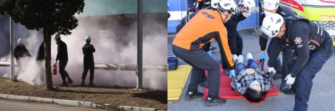 인천환경공단, 승기사업소 직원들 훈련을 진행 모습. 사진= 공단