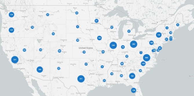 미국 주별 데이터센터 현황. 사진=데이터센터맵닷컴