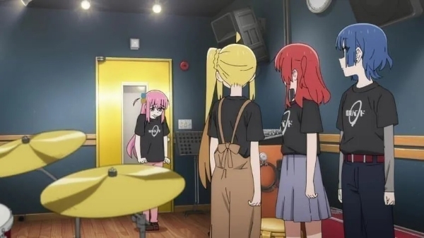 애니메이션 '봇치 더 록!'의 한 장면. 이들 네 명의 이름을 정확히 알아야 라이온하트 스튜디오 입사 지원 시 우대를 받을 수 있다. 사진=애니플렉스