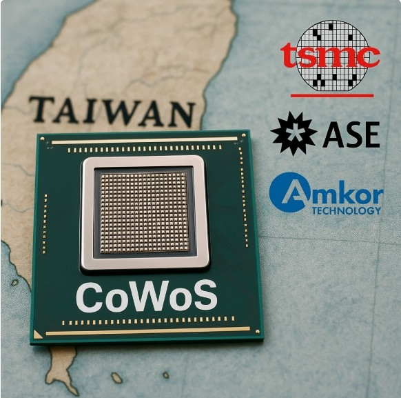 TSMC의 CoWoS(Chip on Wafer on Substrate) 생산 능력이 AI GPU 및 ASIC 수요 폭발로 2026~2027년까지 완전 포화될 전망이다. 특히 엔비디아가 TSMC CoWoS 물량의 절반 이상을 선점했으며, TSMC와 ASE, 앰코 등 비(非)TSMC 진영까지 증설에 나서고 있다. 사진=오픈AI의 챗GPT-5.1이 생성한 이미지