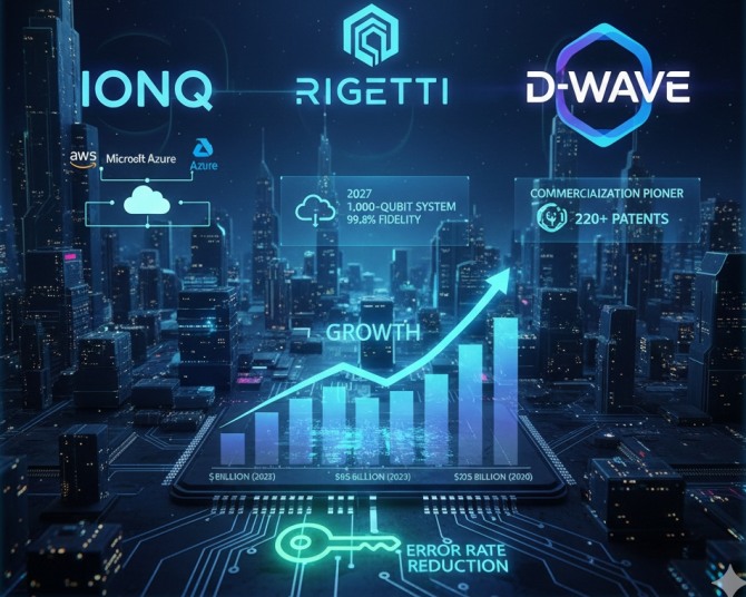 미즈호증권 애널리스트들이 발표한 연구 보고서에서 아이온큐, 리게티 컴퓨팅, 디웨이브 퀀텀에 대해서 시장 수익률 상회 의견을 제시했다. 사진=구글 AI 제미나이 생성
