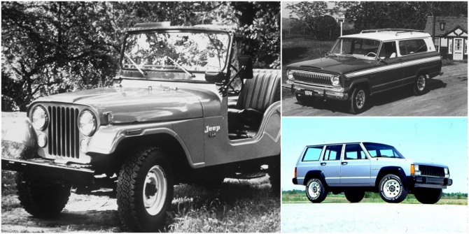 (시계방향) 1955 지프 윌리스, 1974 지프 체로키, 1984 지프 체로키 사진=지프