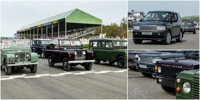 2023년 엘리자베스 여왕 추모 기념 굿우드 페스티벌 퍼레이드 (시계방향) 출발선에 선 초기 시리즈 모델들, 레인지로버들 사진=랜드로버