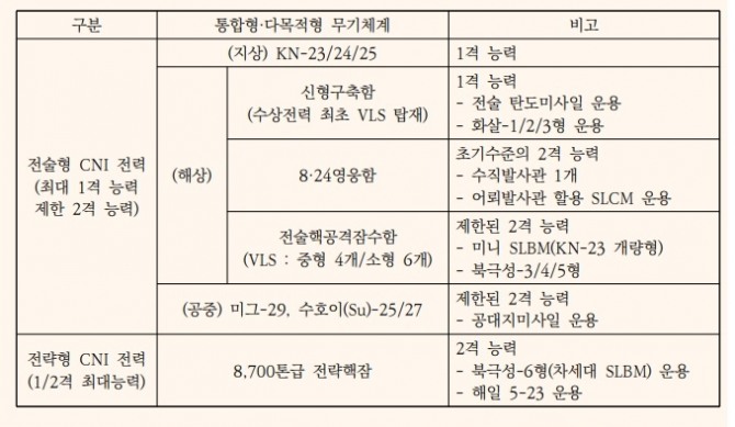 북한판 CNI 전력구성(전망)과 특징. 사진=외교안보연구원