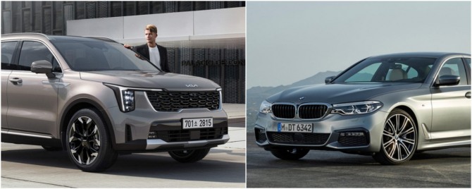 기아 쏘렌토 디젤(왼쪽), BMW 520d 사진=각사