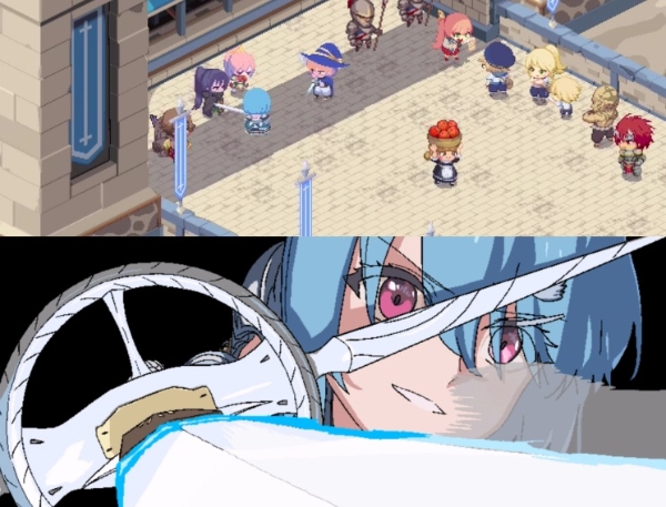 '스타더스트' 인게임 화면(위)과 애니메이션 컷씬 예시 이미지. 사진=크니브스튜디오