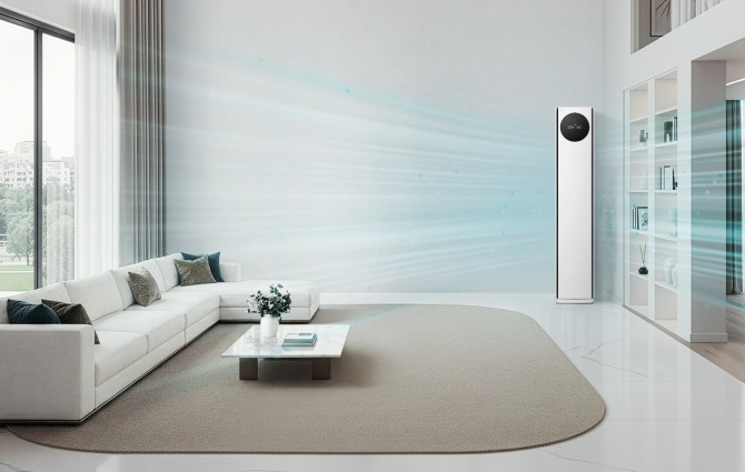 LG전자가 21일 선보인 온도와 습도를 한 번에 제어하는 ‘AI콜드프리’ 기능을 최초로 탑재한 2026년형 휘센 신제품. 사진=LG전자