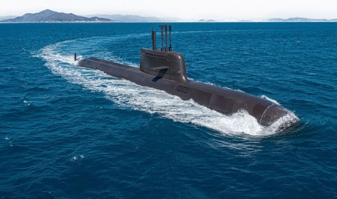 한화오션이 캐나다에 제안한 '장보고-III(KSS-III)' 잠수함. 한화오션은 최근 캐나다 현지 법인을 설립하고 영국 밥콕과 협력 체계를 구축하는 등 '현지화 전략'을 통해 독일의 물량 공세에 맞서고 있다. 사진=한화오션