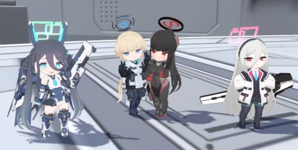 왼쪽부터 '아리스(무장)' ,'토키(무장)', '리오(무장)', '케이'의 인게임 예시 이미지. 사진=넥슨게임즈