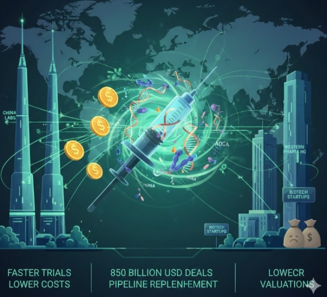 중국 바이오 스타트업들이 압도적인 임상 속도와 비용 경쟁력을 무기로 글로벌 신약 시장의 주도권을 빠르게 장악하고 있다. 이미지=제미나이3