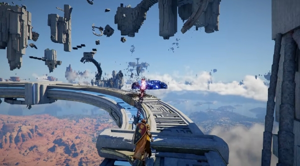 붉은사막의 '어비스'와 접촉하는 모습. 사진=펄어비스