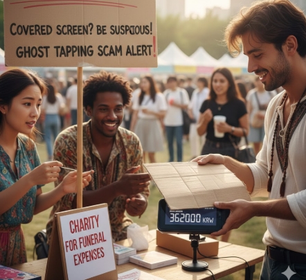 스마트폰을 결제 단말기에 갖다 대는 '비접촉 결제(Tap-to-pay)'의 편의성을 악용한 신종 사기, 이른바 '고스트 태핑(Ghost Tapping)'이 확산하고 있어 소비자들의 각별한 주의가 요구된다. 이미지=제미나이3