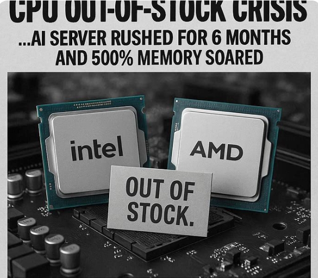 인공지능(AI) 서버 수요 급증으로 인텔과 AMD가 생산 역량을 서버용 중앙처리장치(CPU)로 집중하면서 일반 소비자용 PC 부품 공급 대란이 현실화했다. 이미지=빙 이미지 크리에이터