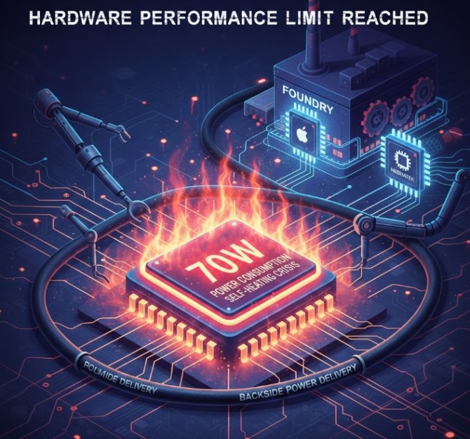 하드웨어의 성능 향상이 기기의 물리적 수명을 갉아먹고 에너지 효율의 임계점을 시험하는 ‘성능의 역설’ 시대가 열렸다. 이미지=제미나이3