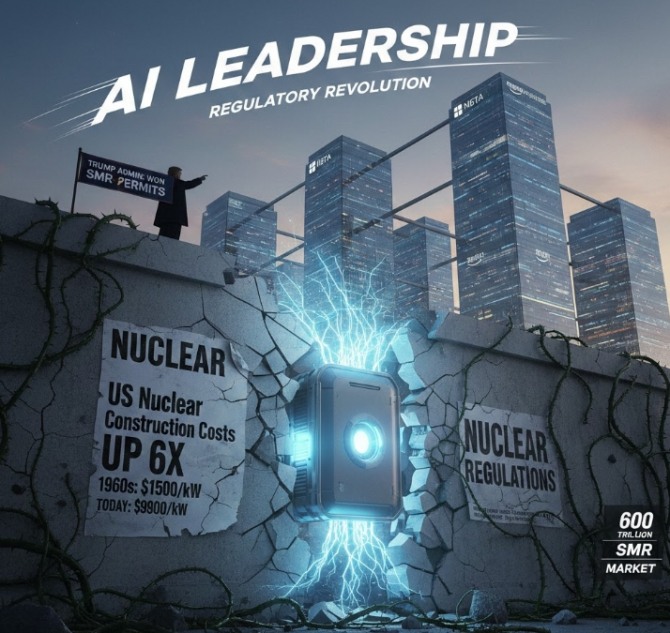  미국 정부가 AI 시대에 대응하기 위해 수십 년간 원전 산업의 발목을 잡아온 과도한 규제를 대대적으로 개편하기 시작했다. 이미지=제미나이3