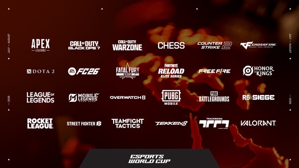 EWC 2026 공식 종목을 나타낸 인포그래픽. 사우디는 이중 '아랑전설: 시티 오브 더 울브즈' 개발사 SNK를 인수했으며 '에이펙스 레전드', 'EA 스포츠 FC 26' 개발사 EA의 인수 작업을 진행하고 있다. 사진=EWC 재단