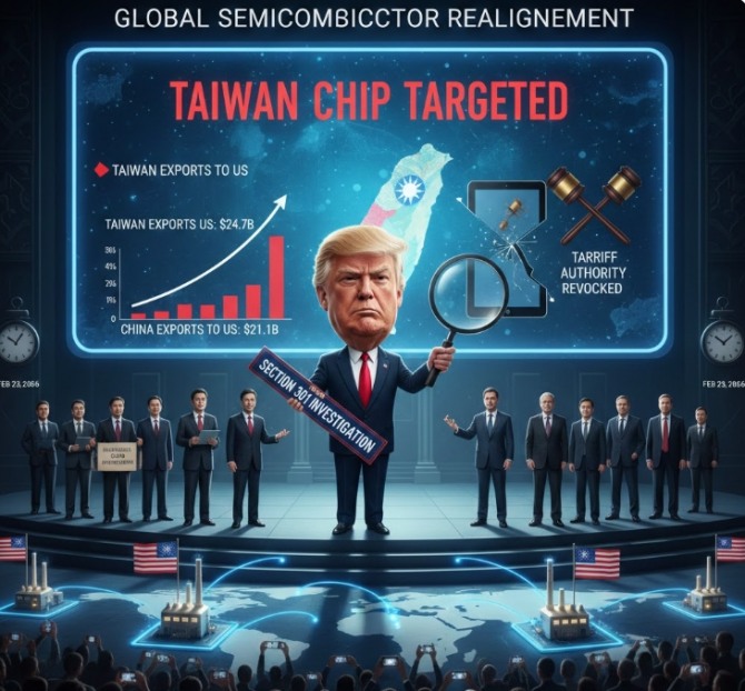 미 연방 대법원이 행정부의 광범위한 관세 부과 권한에 제동을 걸자, 트럼프 정부는 즉각 대안으로 '무역법 301조'를 꺼내 들며 대만산 반도체와 인공지능(AI) 하드웨어에 대한 정밀조사를 시사했다. 이미지=제미나이3