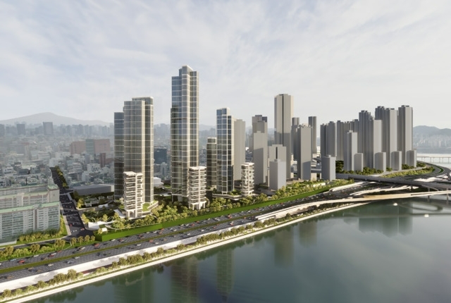 23일 오후 열린 서울 강남구 압구정아파트지구 특별계획구역5 재건축정비사업(압구정5구역 재건축사업) 시공사 현장설명회에 DL이앤씨, 제일건설, 삼성물산, 포스코이앤씨, 한화 건설부문, 현대건설, 롯데건설, HDC현대산업개발 등 8개 건설사가 참석했다. 사진은 압구정5구역 재건축사업 조감도. 사진=서울시