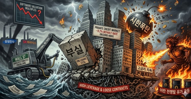 2010년대 저금리 시대를 먹고 자란 미국 사모 신용 시장이 처음으로 글로벌 금융위기 직후 수준을 초과하는 부도율을 기록하며 위기의 윤곽을 드러냈다. 문제는 이 충격이 월가 대형 금융사로 끝나지 않는다는 점이다. 이미지=제미나이3