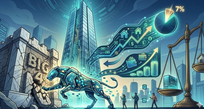 맥쿼리 산하 디지털 은행이 약 2조 5000억 호주달러(약 2633조 원) 규모의 주택담보대출 시장에서 7%에 육박하는 점유율을 확보했다. 불과 10여 년 전 0%에 불과하던 것과 비교하면 사실상 무(無)에서 유(有)를 창출한 결과다. 이미지=제미나이3