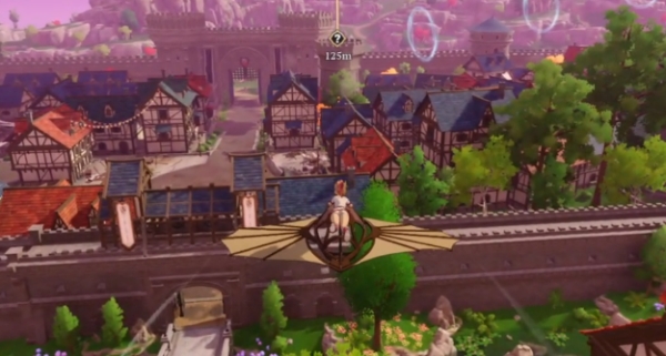 게임을 시작하고 30분 만에 글라이더를 타고 시내를 활공할 수 있다. 사진=7대죄: 오리진 인게임 화면 캡처