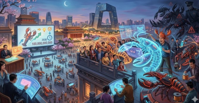 '월급 대신 가재를 키워라.' 실없는 농담처럼 들리지만, 지금 중국 기술업계에서는 이 말이 진지한 생존 전략으로 통용된다. 인공지능(AI) 에이전트를 설치·학습시키는 행위를 가리켜 '바닷가재를 키운다'고 표현하는 문화가 확산하면서, 사무실을 떠나 1인 기업에 도전하는 기술 인력이 급증하고 있어서다. 이미지=제미나이3