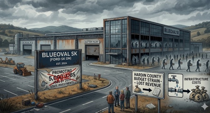 수조 원을 쏟아부으며 북미 배터리 시장을 공략하던 한국 기업의 전략이 처음으로 균열을 드러냈다. 합작 파트너인 완성차 업체가 전기차 전략을 수정하면 배터리 공장은 속수무책으로 멈춰 설 수밖에 없다는 구조적 취약성이 켄터키주에서 현실로 나타났다. 이미지=제미나이3