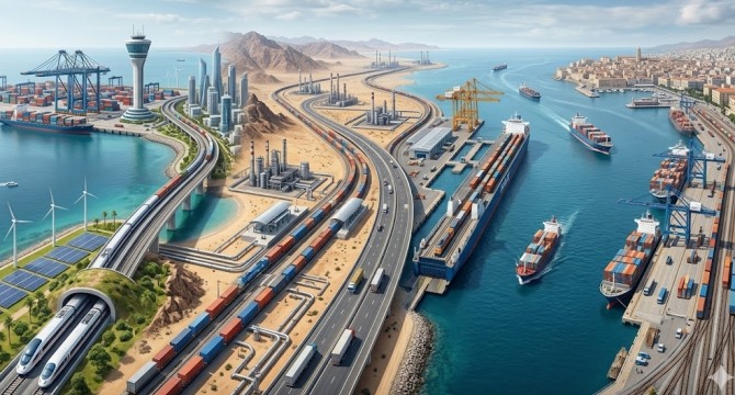 중동의 호르무즈 해협이 전쟁터로 변한 지금, 인도에서 유럽까지 뻗는 '신(新)실크로드'의 판도가 요동치고 있다. 이미지=제미나이3 