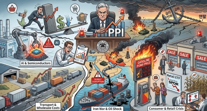 주유소 기름값은 갤런당 4달러(약 6000원)를 향해 치닫고, 인공지능(AI) 서버에 들어가는 반도체 부품값은 한 달 새 10% 넘게 뛰었다. 도매에서 소매까지, 인플레이션 불길이 다시 번지면서 시장이 기대했던 연방준비제도(Fed·연준)의 금리 인하 시점이 연말로 밀릴 수 있다는 전망이 고개를 들고 있다. 이미지=제미나이3