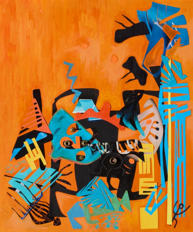 The rhythm of life Ⅱ (38x45.5cm) acrylic paint, pasted paper, snap mixed materials on paper panel, 2025-26