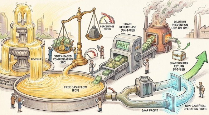 매출의 41%를 직원 주식으로 나눠주던 실리콘밸리 소프트웨어 기업들이 급속히 지갑을 닫고 있다. 인공지능(AI) 경쟁이 치열해지는 역설적 환경 속에서 오히려 비용 효율성을 증명하지 못하면 기관 자금이 썰물처럼 빠져나간다는 위기감이 업계 전반에 퍼진 결과다. 이미지=제미나이3