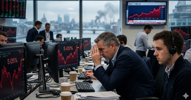  잉글랜드은행(BoE)이 지난해 네 차례 금리 인하를 단행하며 기준금리를 3.75%까지 낮춰놓은 지 얼마 지나지 않아, 중동발 에너지 쇼크가 영국 채권시장을 강타했다. 이제 시장은 연내 같은 폭의 금리 인상을 가격에 새기고 있다. 180도 뒤집힌 기대, 그 이면에 스태그플레이션의 망령이 도사리고 있다. 이미지=제미나이3