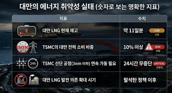대만의 에너지 취약성. 도표=글로벌이코노믹