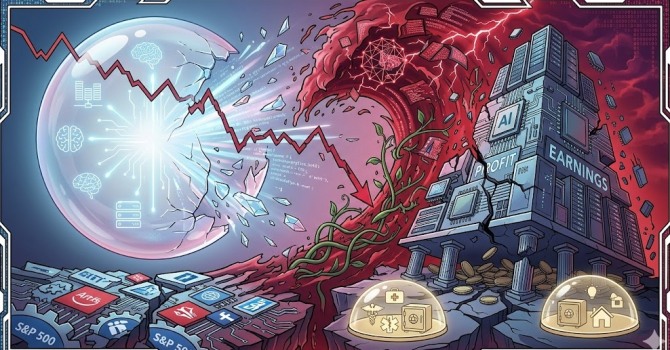 삼성전자와 SK하이닉스의 주가가 출렁일 때마다 한국 투자자들의 시선은 미국 나스닥으로 향한다. 인공지능(AI) 열풍이 반도체 수출의 운명을 좌우하는 구조가 굳어진 탓이다. 그런데 지금 월가 일각에서는 AI 주도 랠리의 근간이 흔들리고 있다는 진단이 잇따르고 있다. 이미지=제미나이3