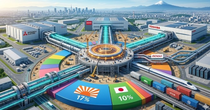 미쓰비시전기와 로옴(Rohm), 도시바 등 일본을 대표하는 전력반도체 3사가 각사의 사업부를 하나로 묶는 메가 머저(Mega-Merger) 협상에 전격 착수했다. 이미지=제미나이3